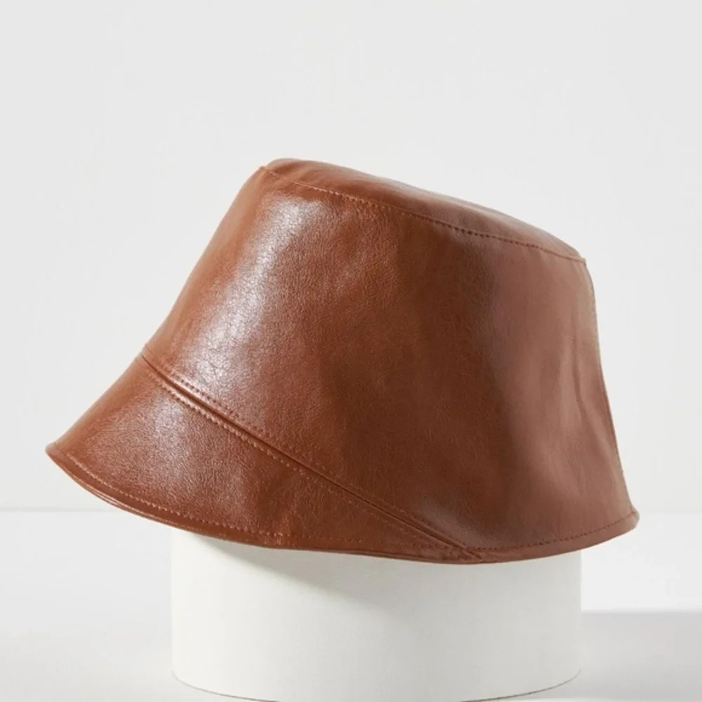 NWT Anthropologie Faux Brown Bucket Hat